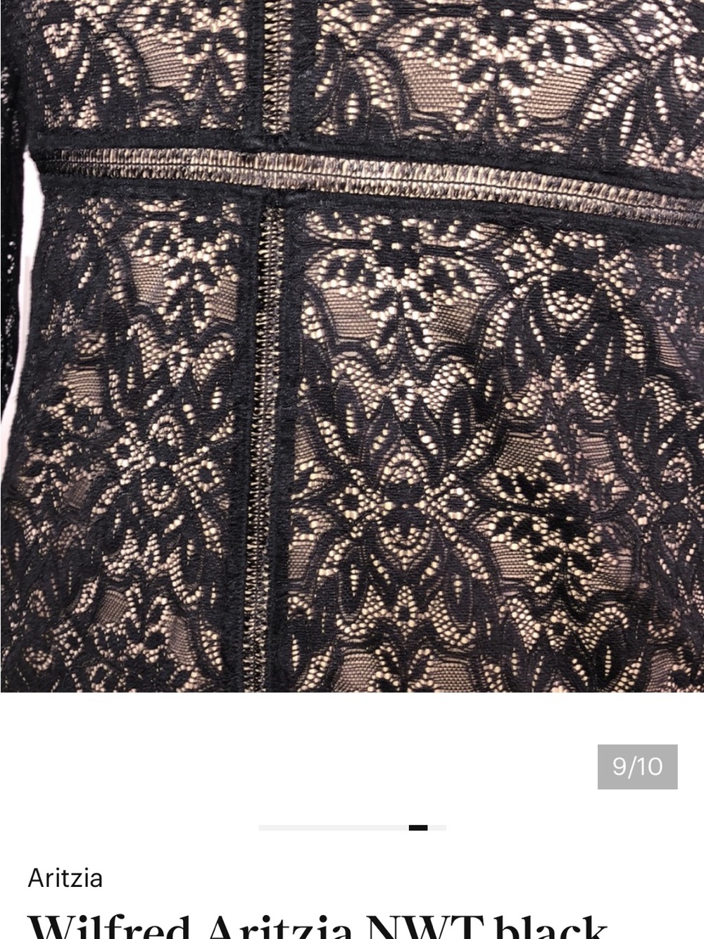 New Wilfred Aritzia Janvry Black Nude Lace Long-Sleeve Mini Dress - Picture 10 of 14